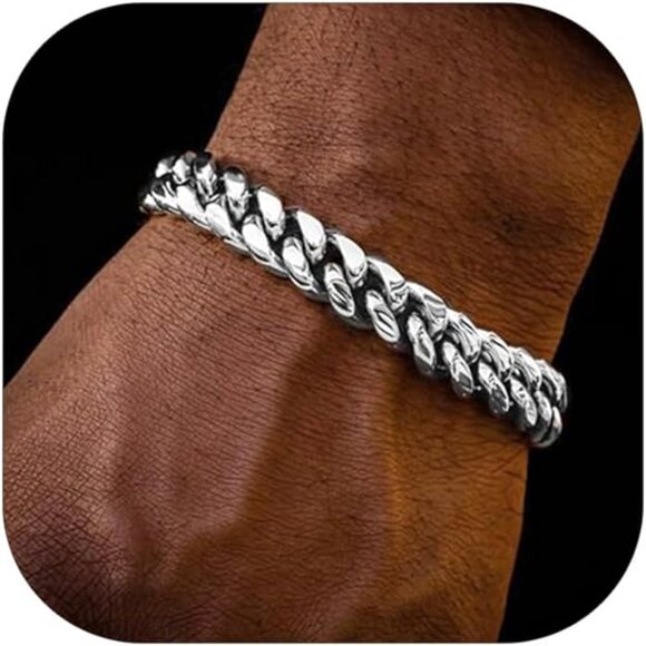 Cuban Link Bracelet for Men 10MM Width Cuban Wrist Bracelets 7.5" Length - Picture 2 of 6